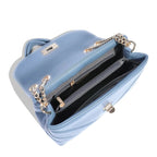 Sac bandoulière matelassé bleu avec chaîne argentée Bleu