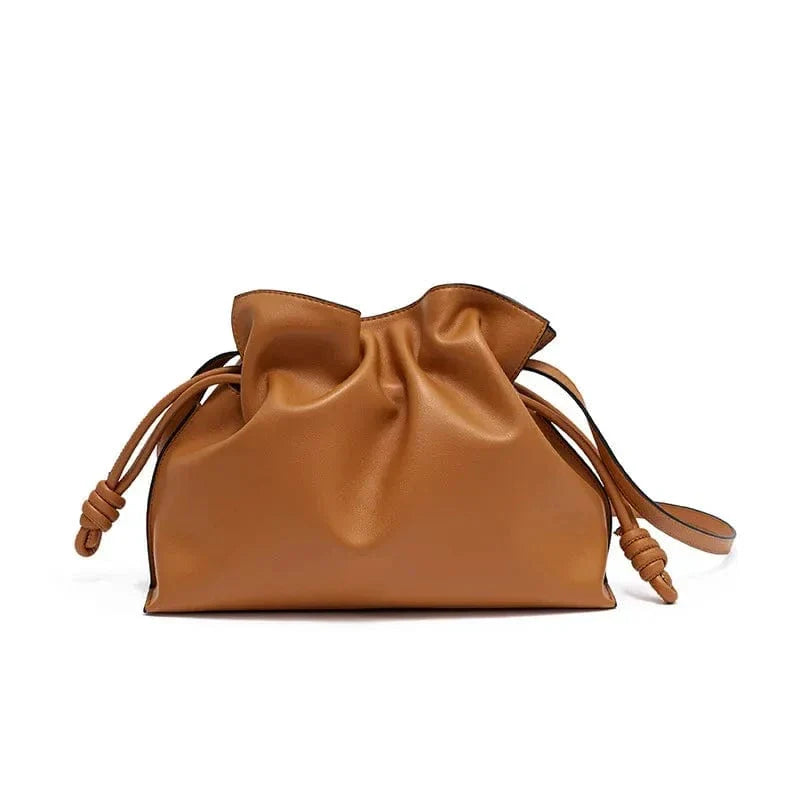 Sac bandoulière minimaliste à cordons noués Marron