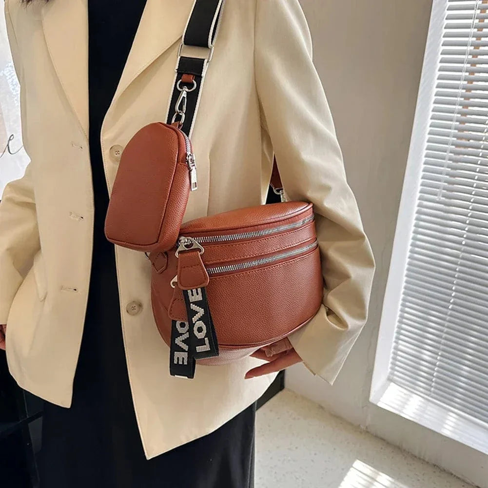 Sac bandoulière multi-poches avec pochette