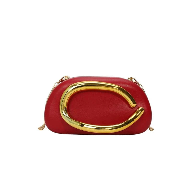 Sac bandoulière original avec ornement doré Rouge