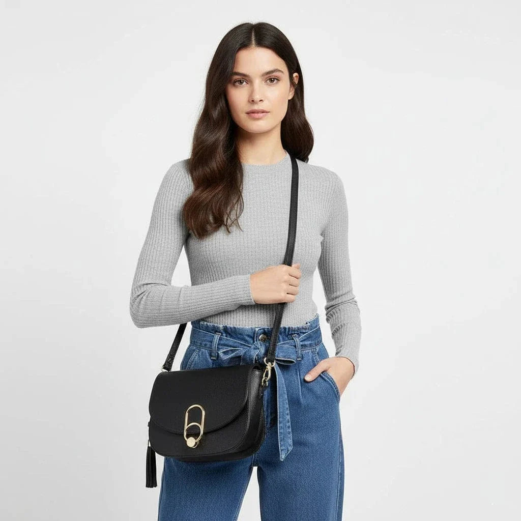 Sac bandoulière rigide en simili cuir