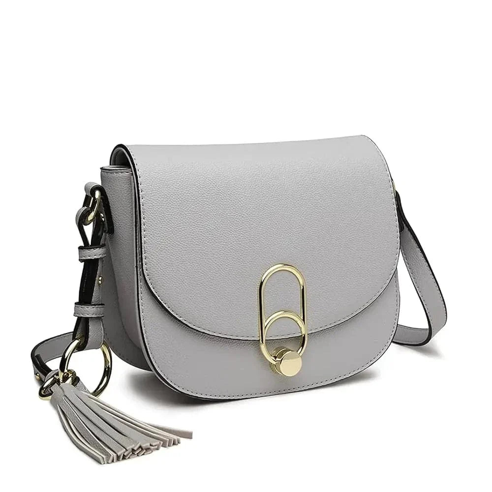 Sac bandoulière rigide en simili cuir Gris