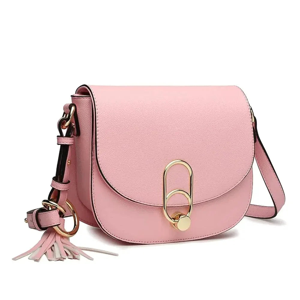 Sac bandoulière rigide en simili cuir Rose