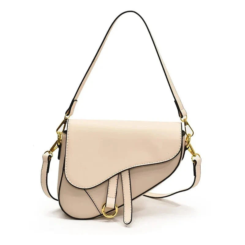 Sac bandoulière selle en cuir bicolore Blanc