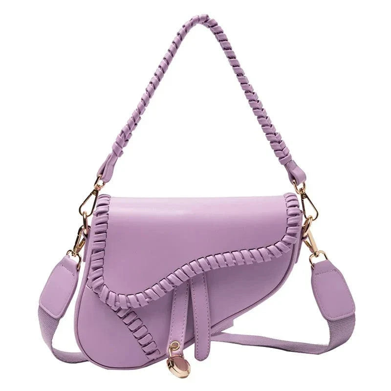 Sac bandoulière selle violet avec surpiqûres Violet