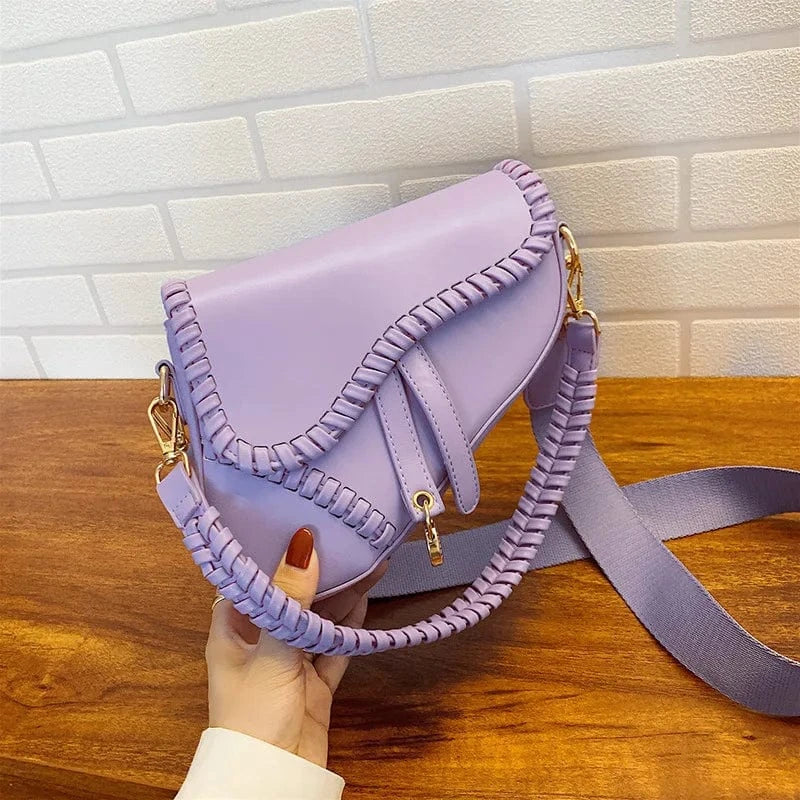 Sac bandoulière selle violet avec surpiqûres Violet
