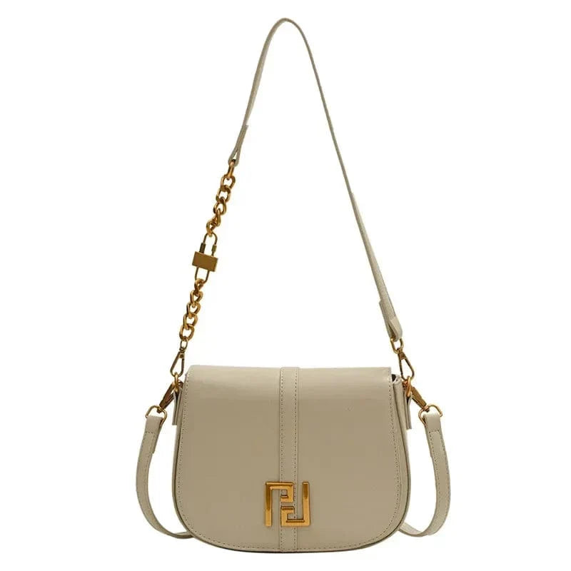 Sac bandoulière similicuir à chaîne dorée Khaki