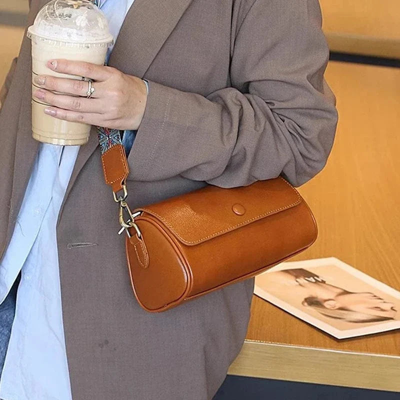 Sac bandoulière tambour cuir