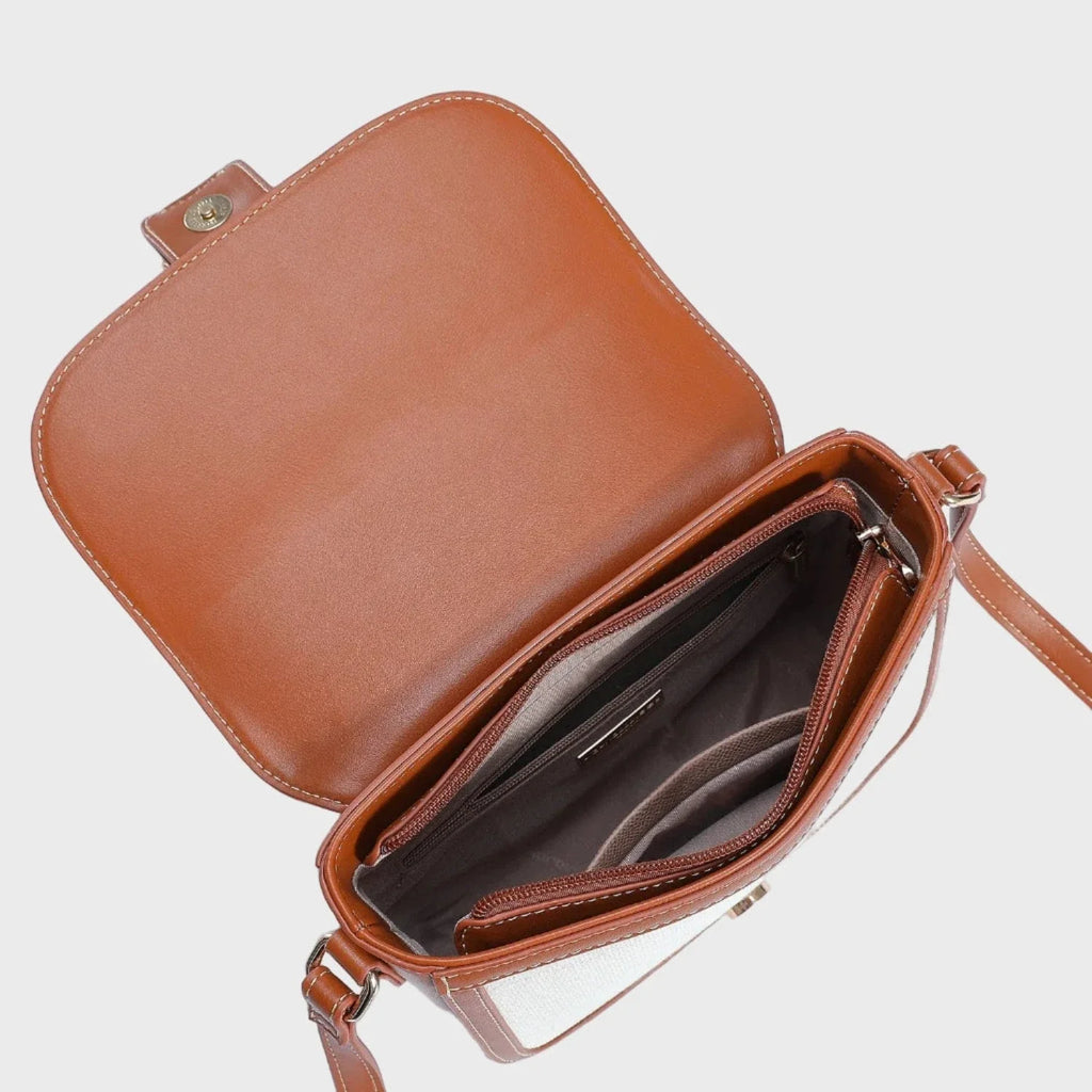 Sac bandoulière toile et cuir vegan femme