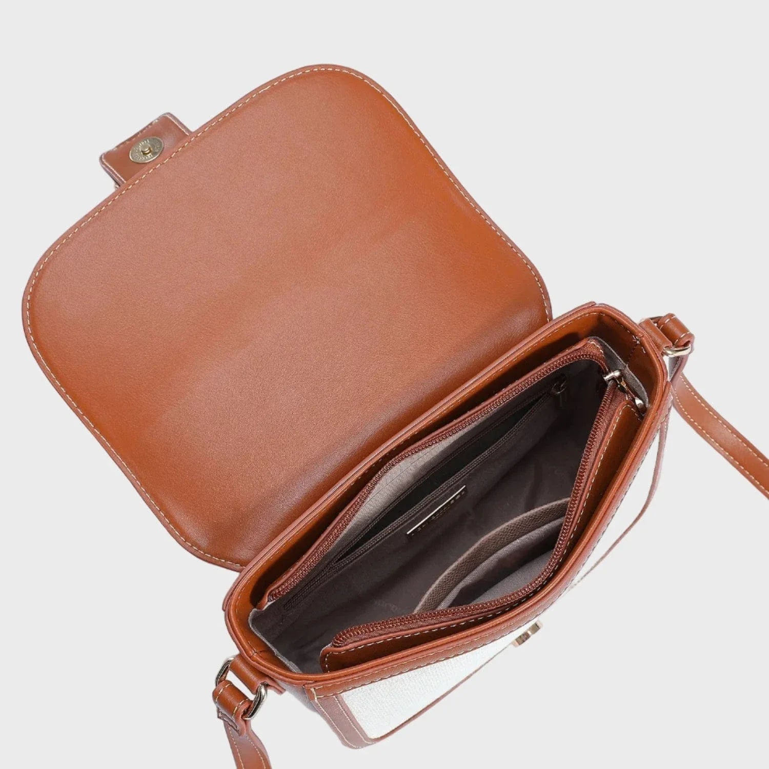 Sac bandoulière toile et cuir vegan femme