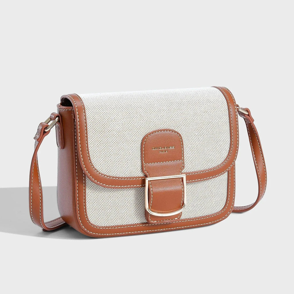 Sac bandoulière toile et cuir vegan femme