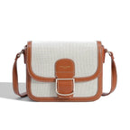 Sac bandoulière toile et cuir vegan femme Cognac