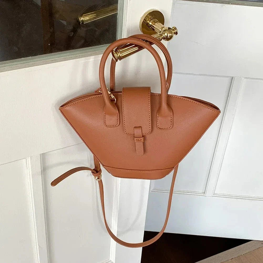 Sac bandoulière trapèze en cuir vegan Marron