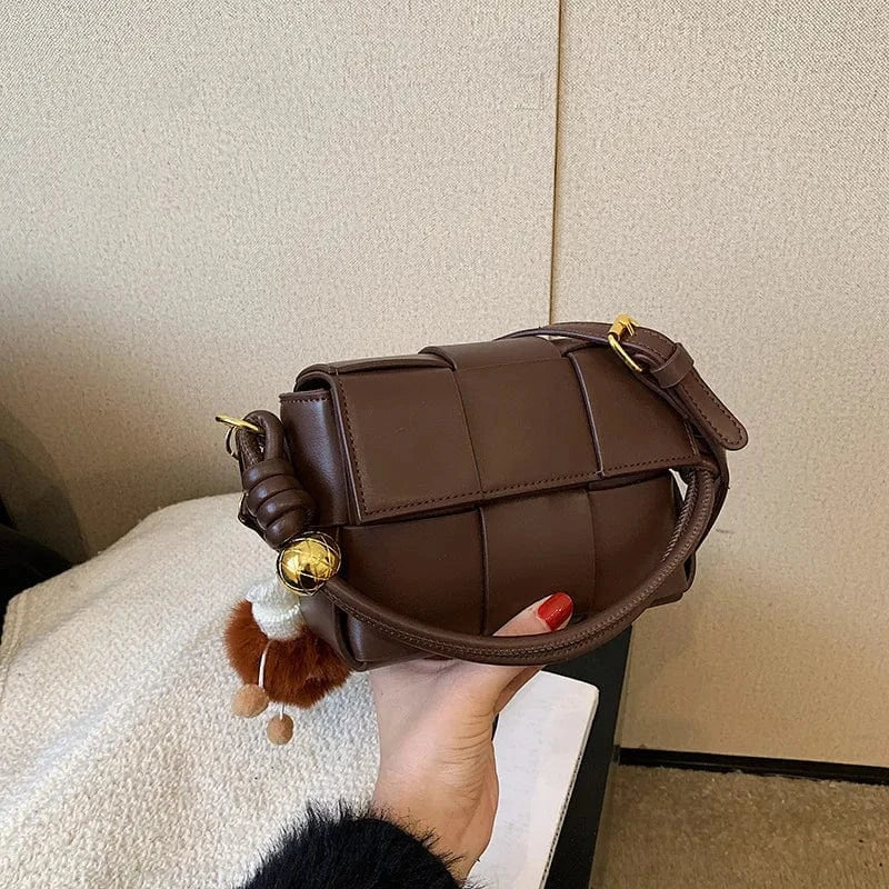 Sac Bandoulière Tressé Café