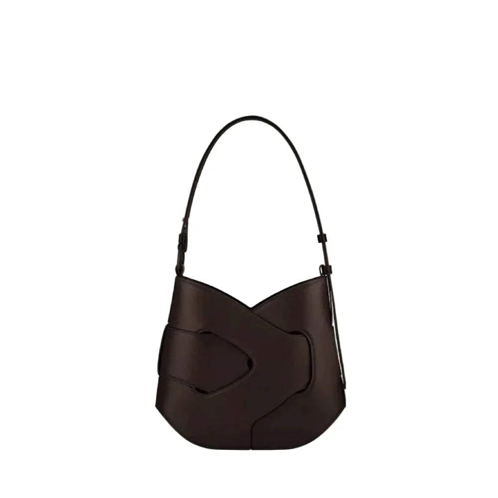 Sac bandoulière tressé cuir Café