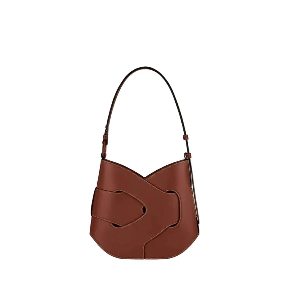 Sac bandoulière tressé cuir Marron
