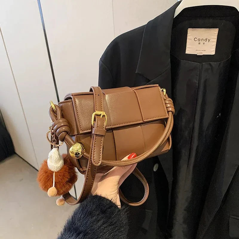 Sac Bandoulière Tressé Marron