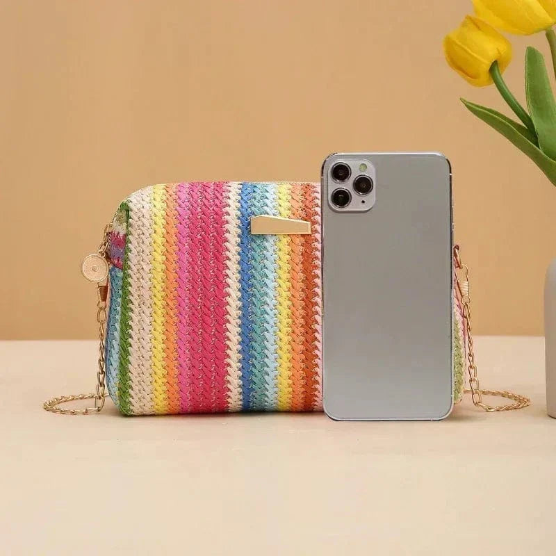 Sac bandoulière tressé multicolore Multicolore