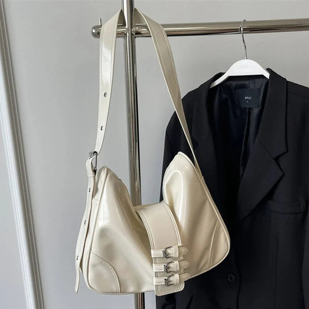 Sac bandoulière vernis simili cuir Beige