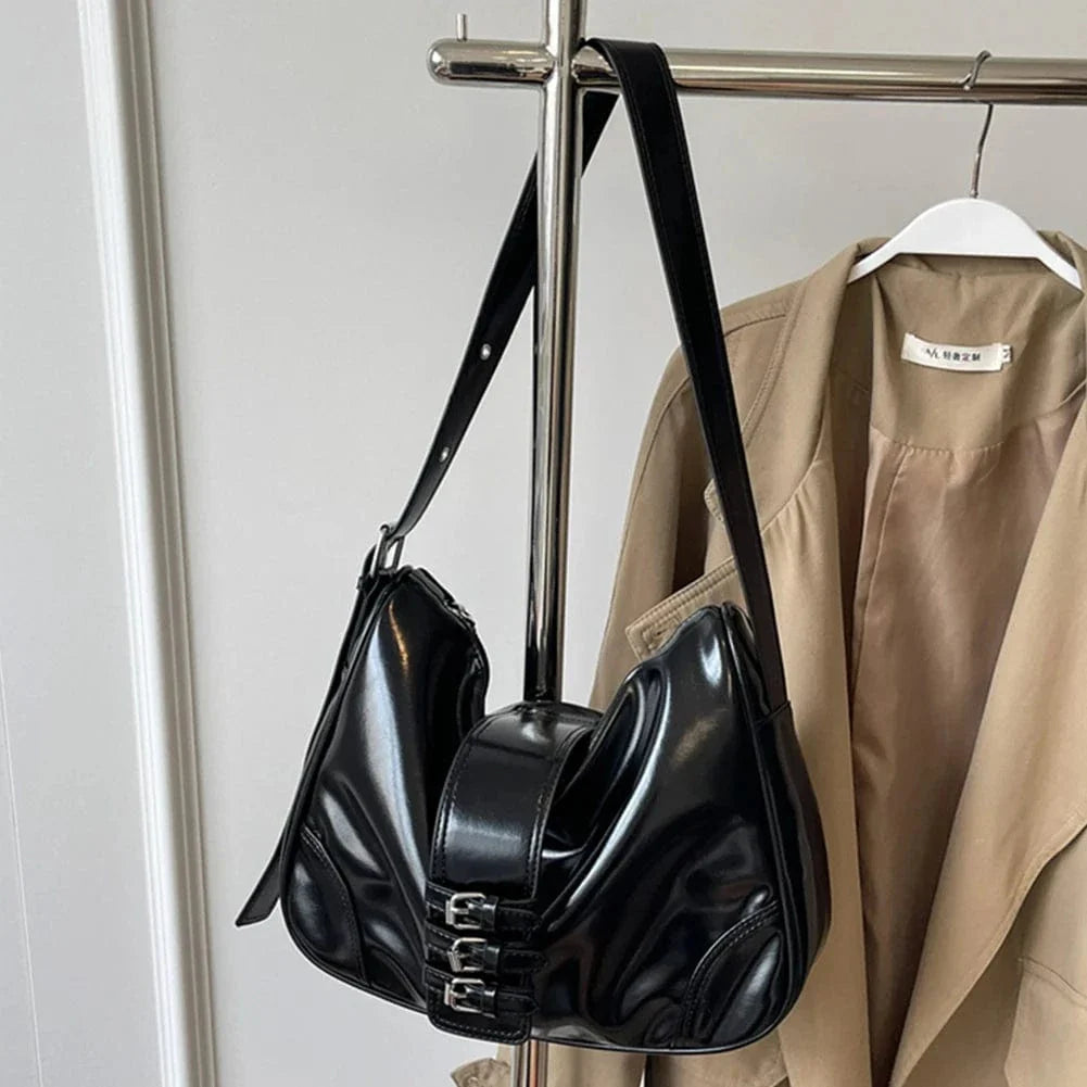 Sac bandoulière vernis simili cuir Noir