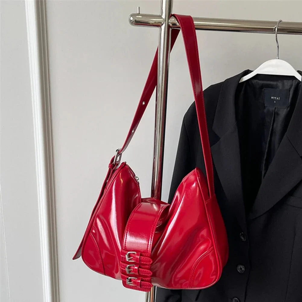 Sac bandoulière vernis simili cuir Rouge
