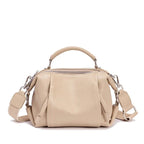 Sac bandoulière zipper en cuir Beige