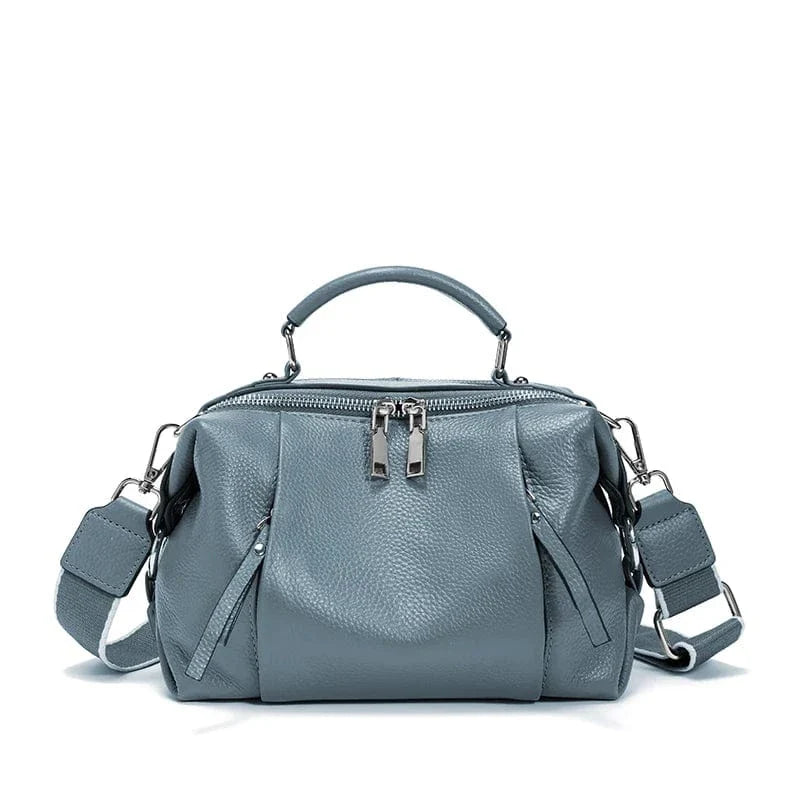Sac bandoulière zipper en cuir Bleu