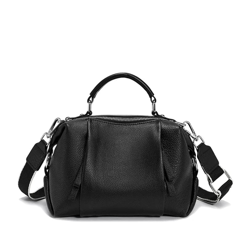 Sac bandoulière zipper en cuir Noir