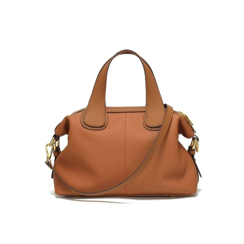 Sac bowling cuir femme Marron
