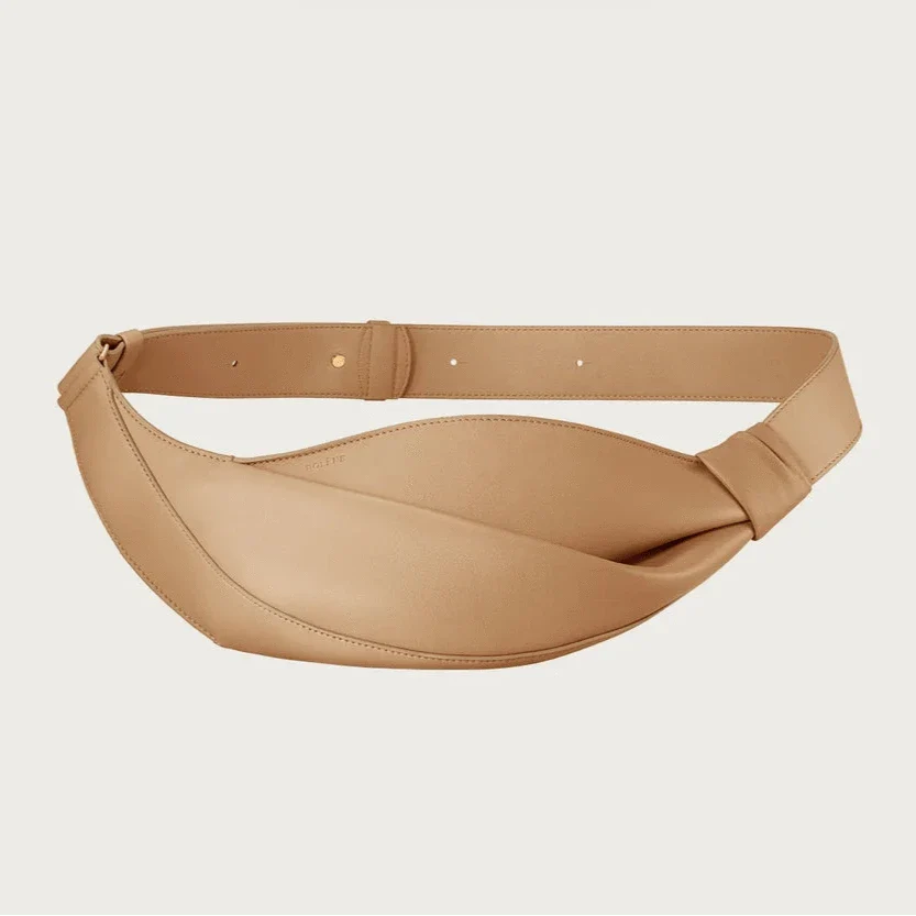 Sac croissant d'épaule en cuir Khaki