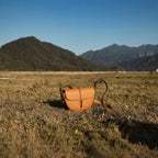 Sac demi en cuir à fermoir doré