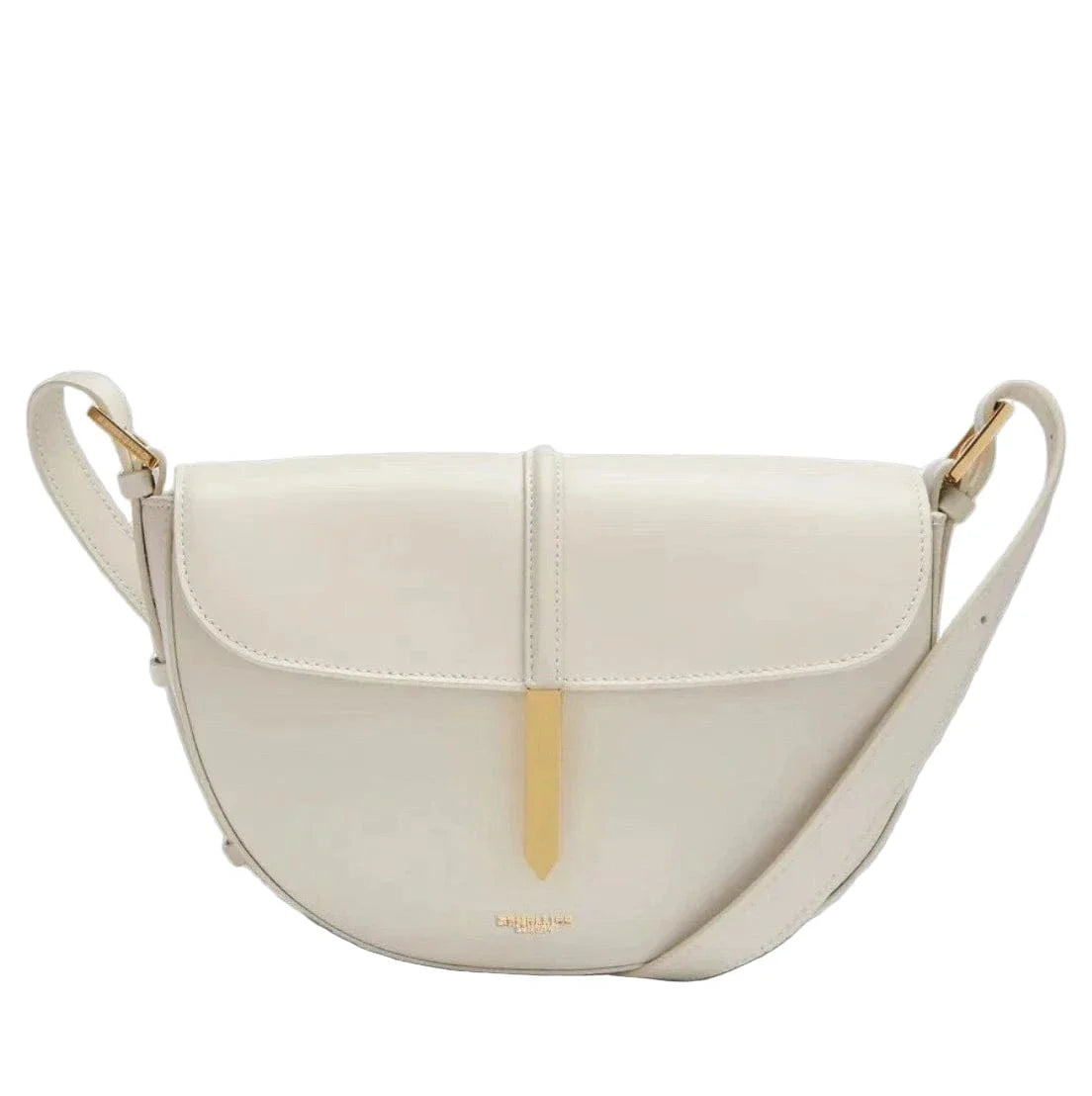 Sac demi en cuir à fermoir doré Beige