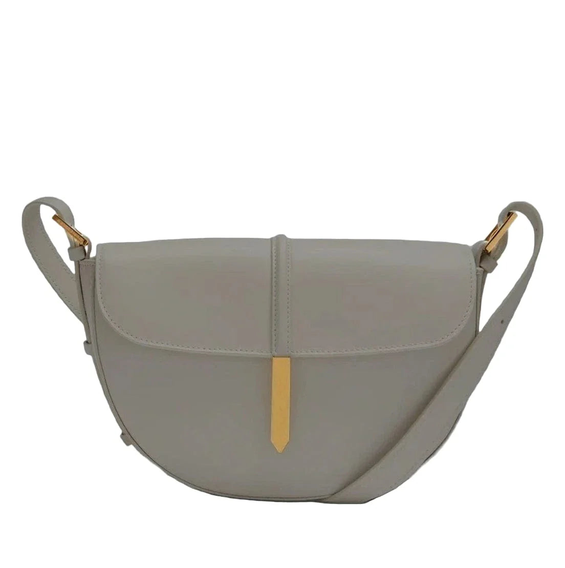 Sac demi en cuir à fermoir doré Gris