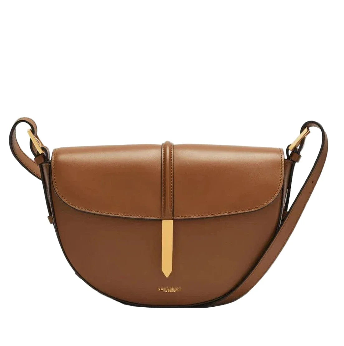 Sac demi en cuir à fermoir doré Marron