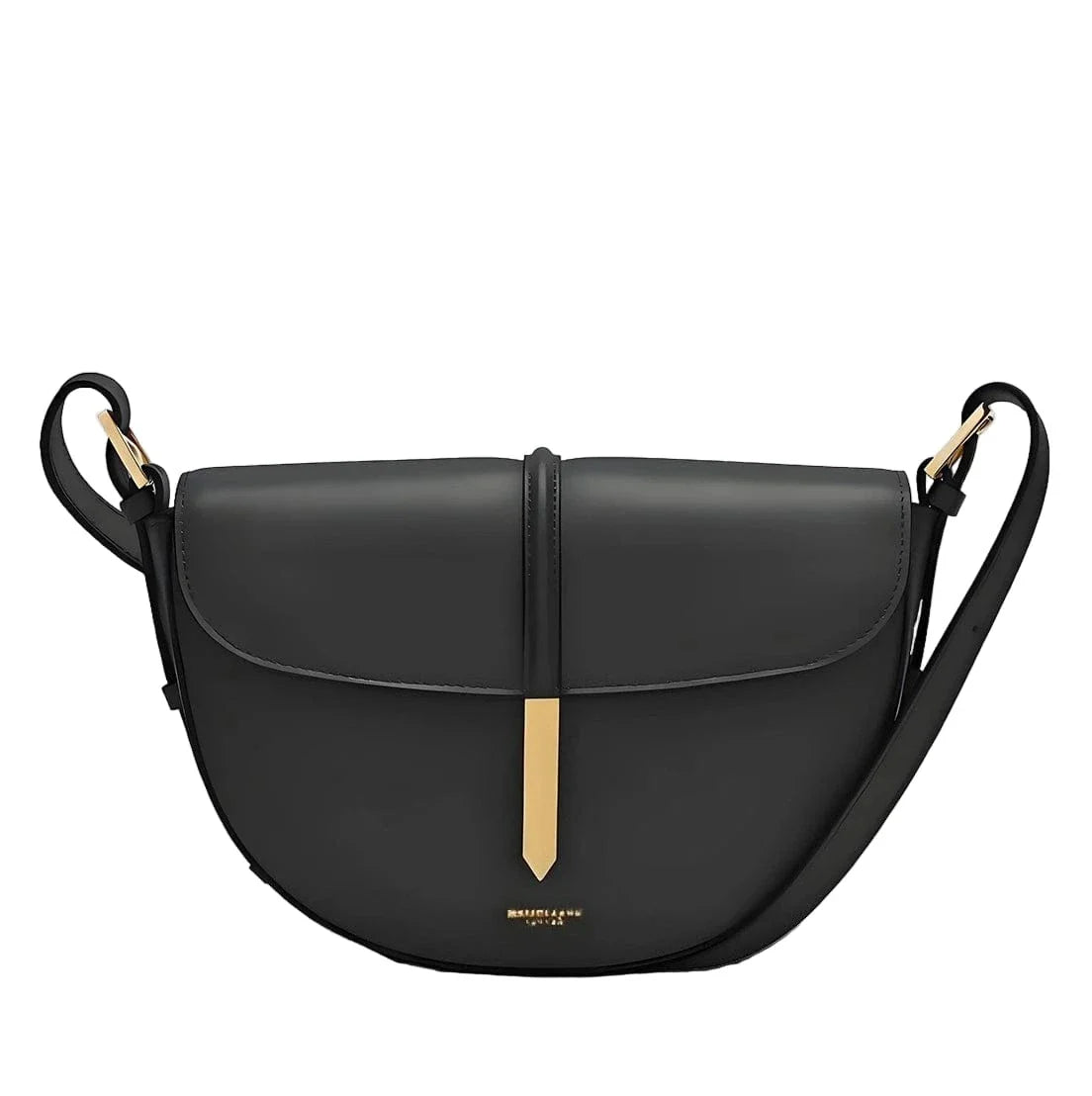 Sac demi en cuir à fermoir doré Noir