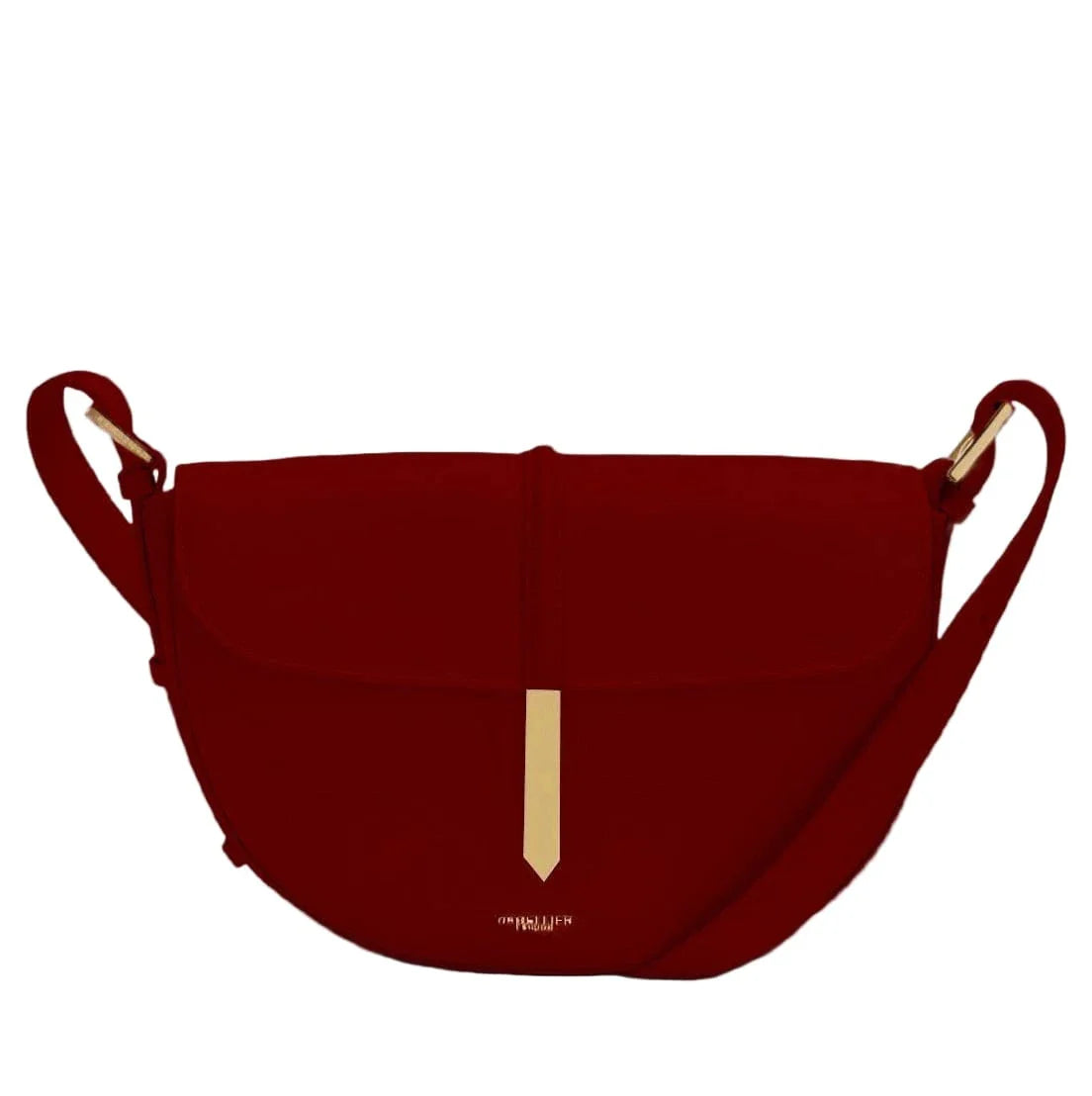 Sac demi en cuir à fermoir doré Rouge