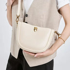 Sac demi-lune en cuir blanc Ivoire