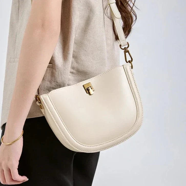Sac demi-lune en cuir blanc Ivoire