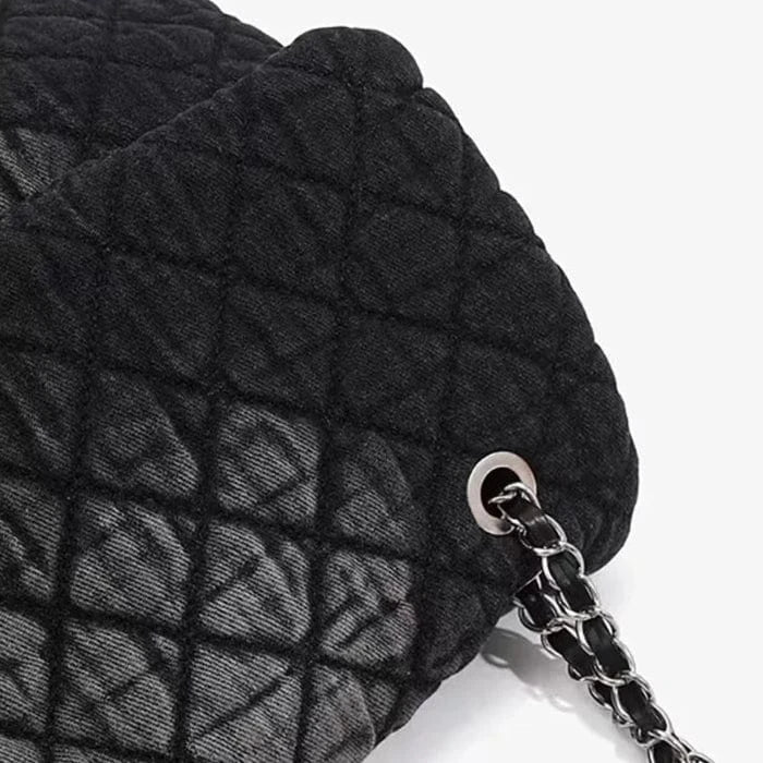 Sac matelassé chaîne noir Gris