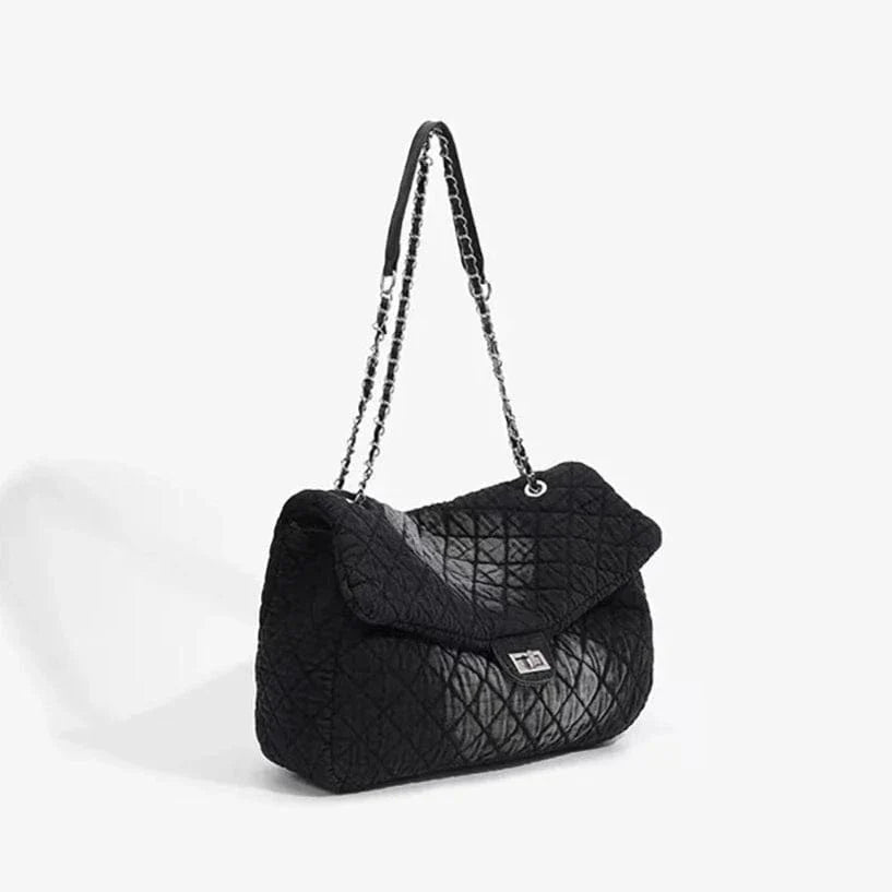 Sac matelassé chaîne noir Gris
