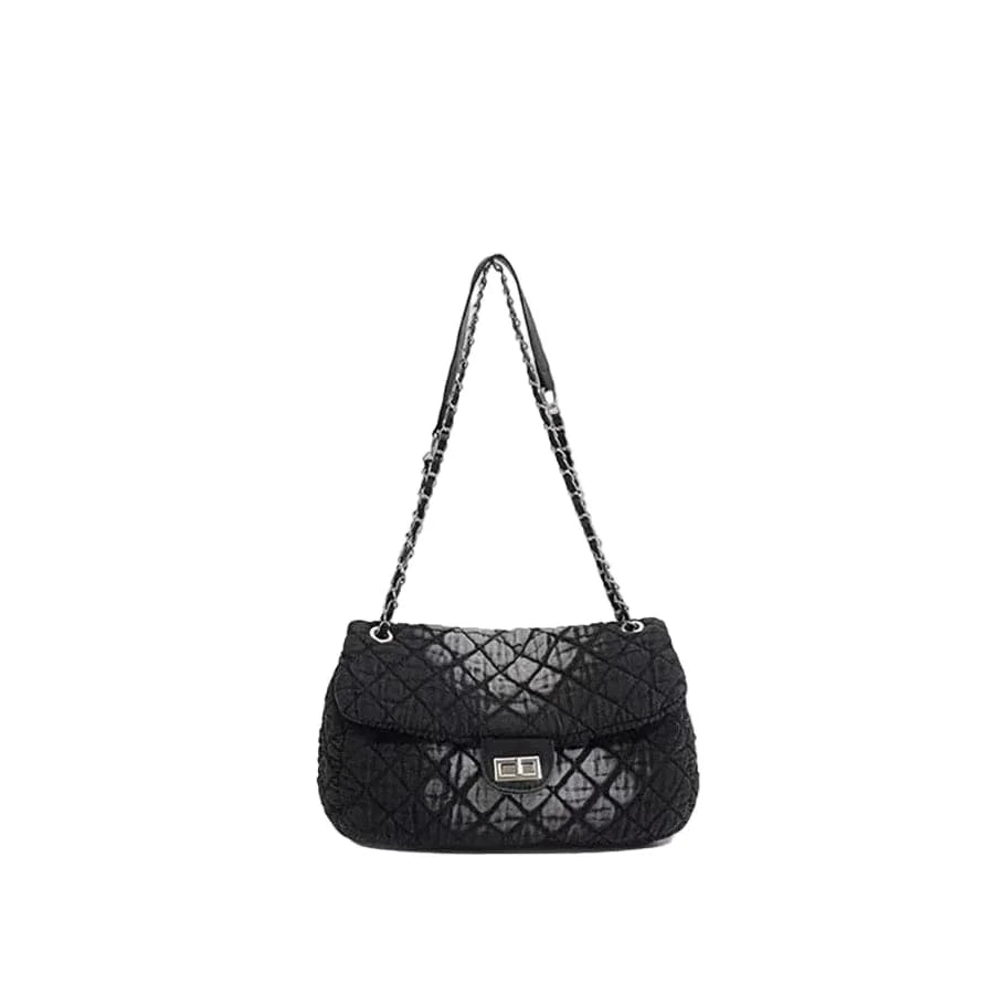 Sac matelassé chaîne noir Gris