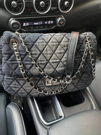 Sac matelassé chaîne noir Gris