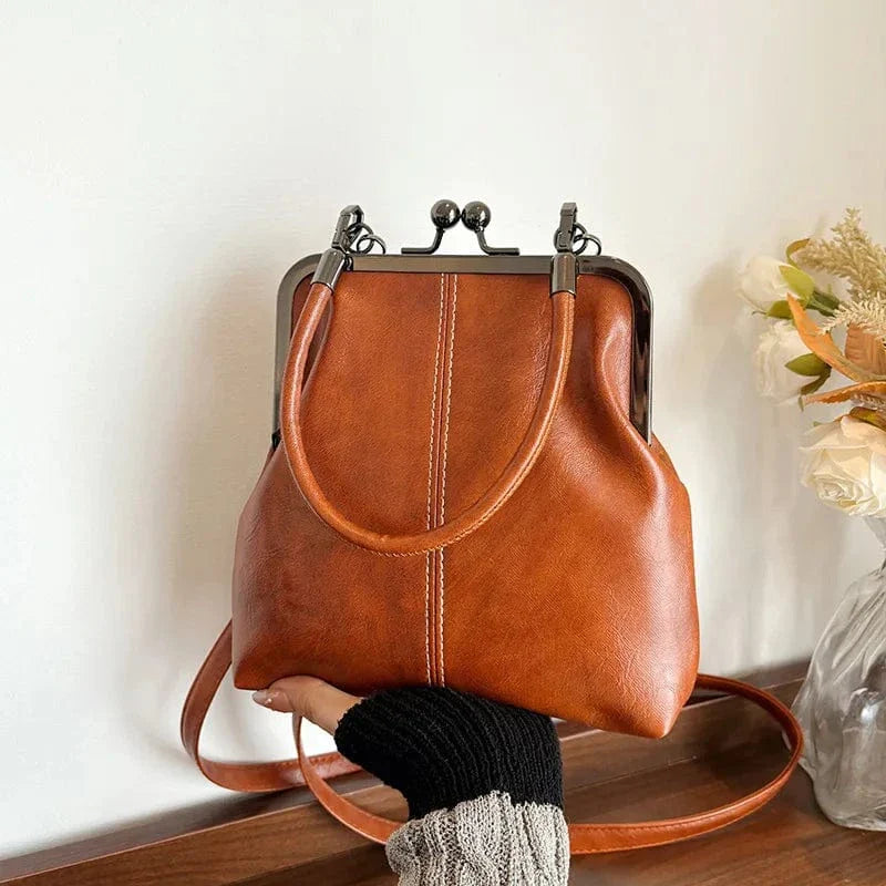 Sac rétro fermoir kiss-lock Caramel