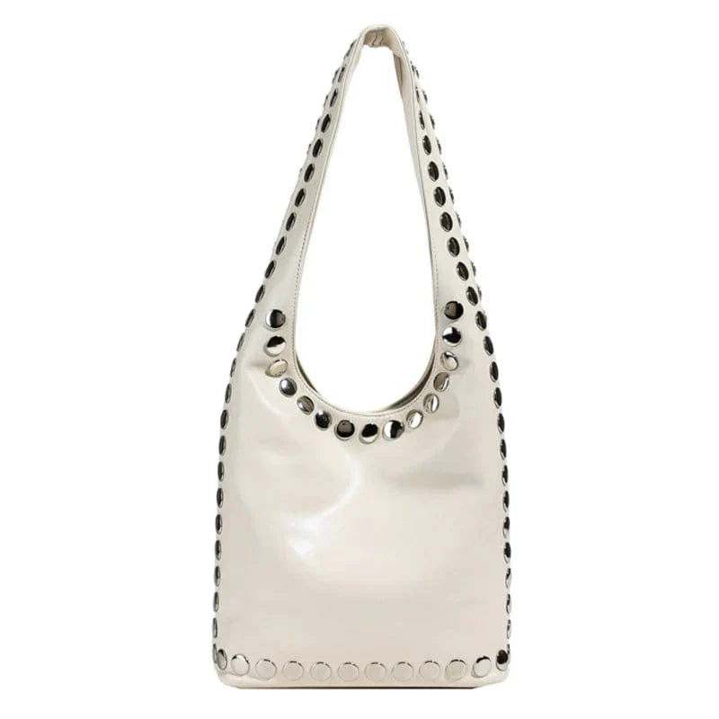 Sac seau bandoulière clouté Blanc