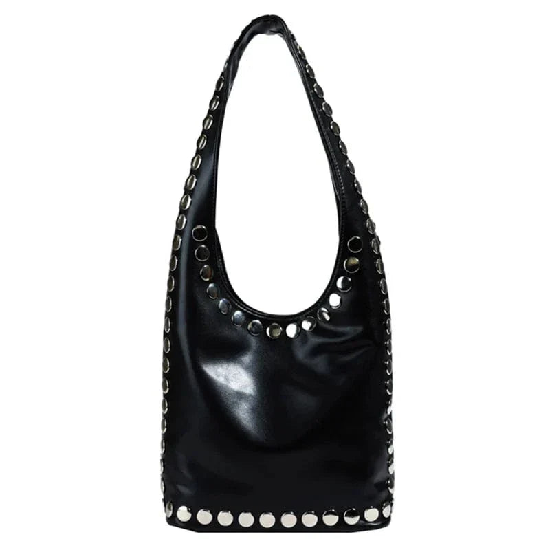 Sac seau bandoulière clouté Noir