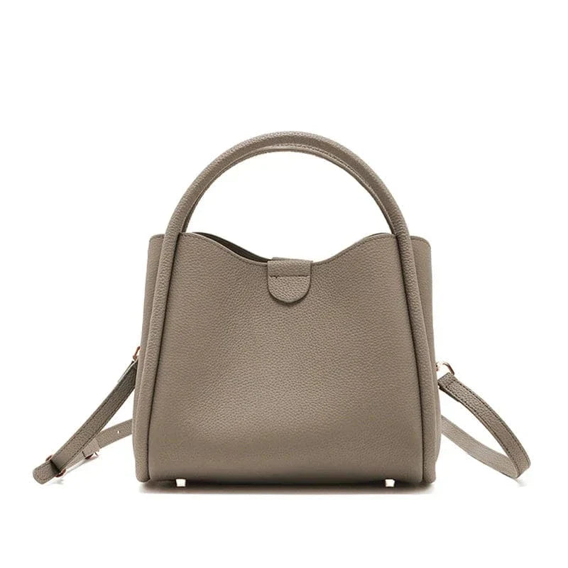 Sac seau cuir grainé Gris