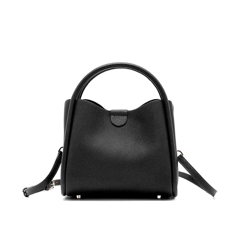 Sac seau cuir grainé Noir