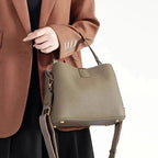 Sac seau cuir taupe femme