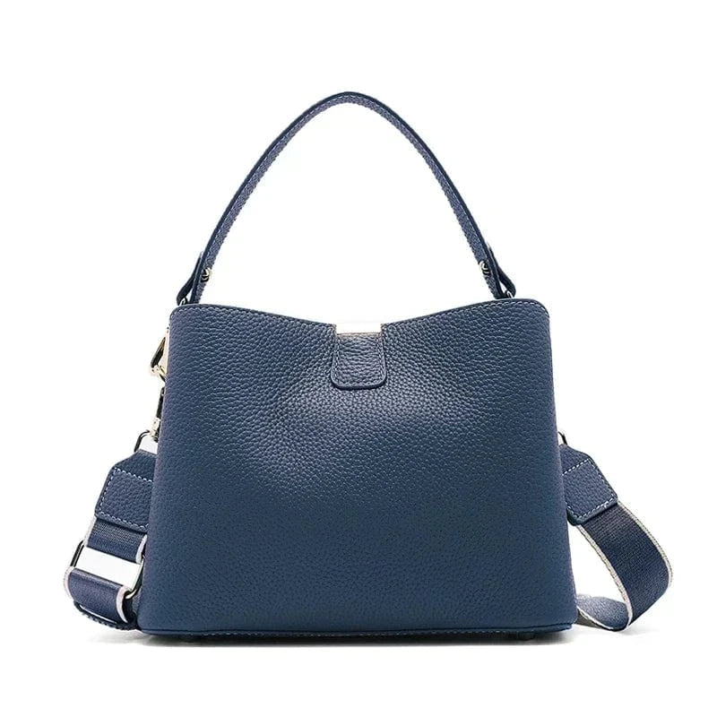 Sac seau cuir taupe femme Bleu