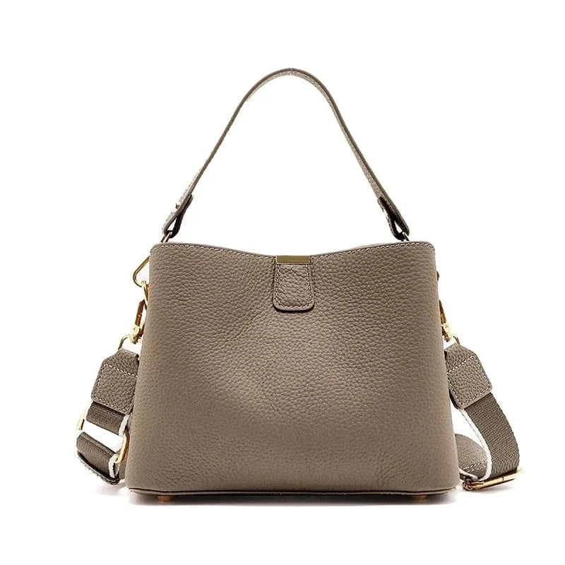 Sac seau cuir taupe femme Gris